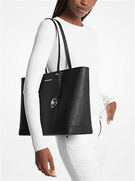 michael kors jet set saffiano travel large black totes outlet|jet set large saffiano leather.